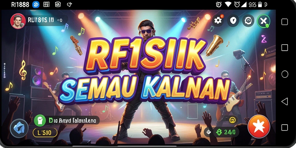 Screenshot utama RI188 menampilkan gameplay yang seru dan beragam lagu.