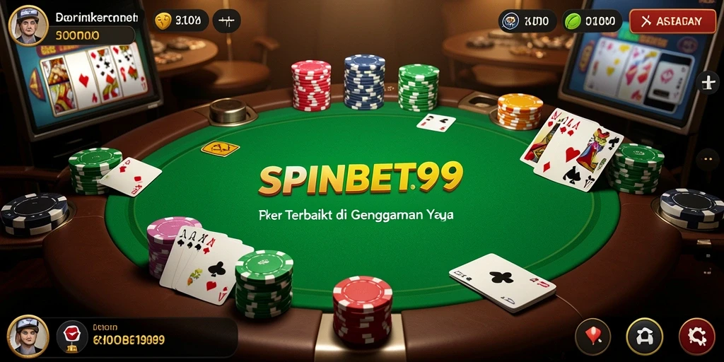 Tampilan menarik gameplay SPINBET99 saat bermain poker.