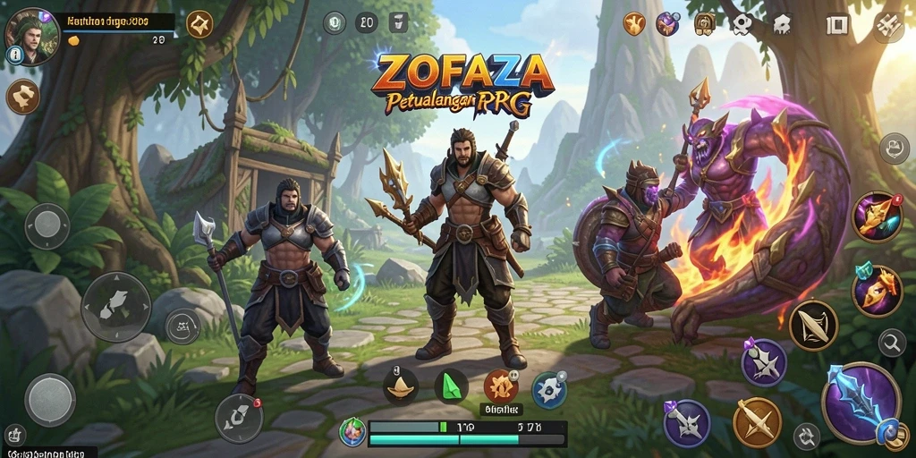 Tampilan aksi seru dalam pertarungan RPG di ZOFAZA.